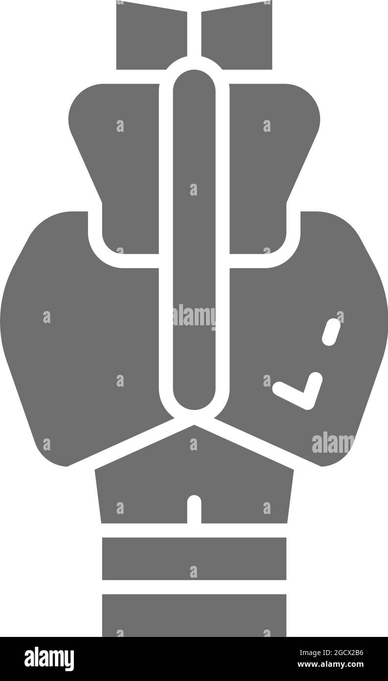 Spine, tailbone, sacrum, ilium, coccyx, ischium grey icon. Stock Vector