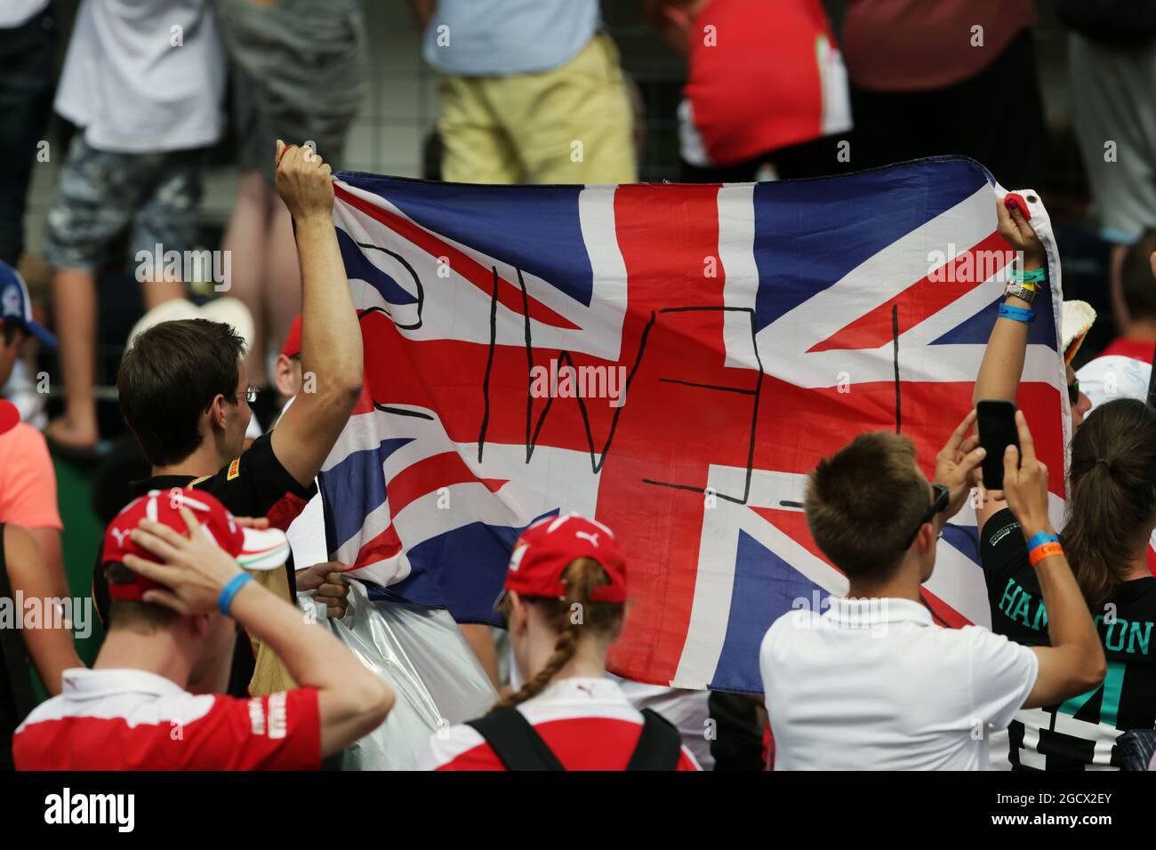 Fans at the podium. German Grand Prix, Sunday 31st July 2016. Hockenheim, Germany. Stock Photo