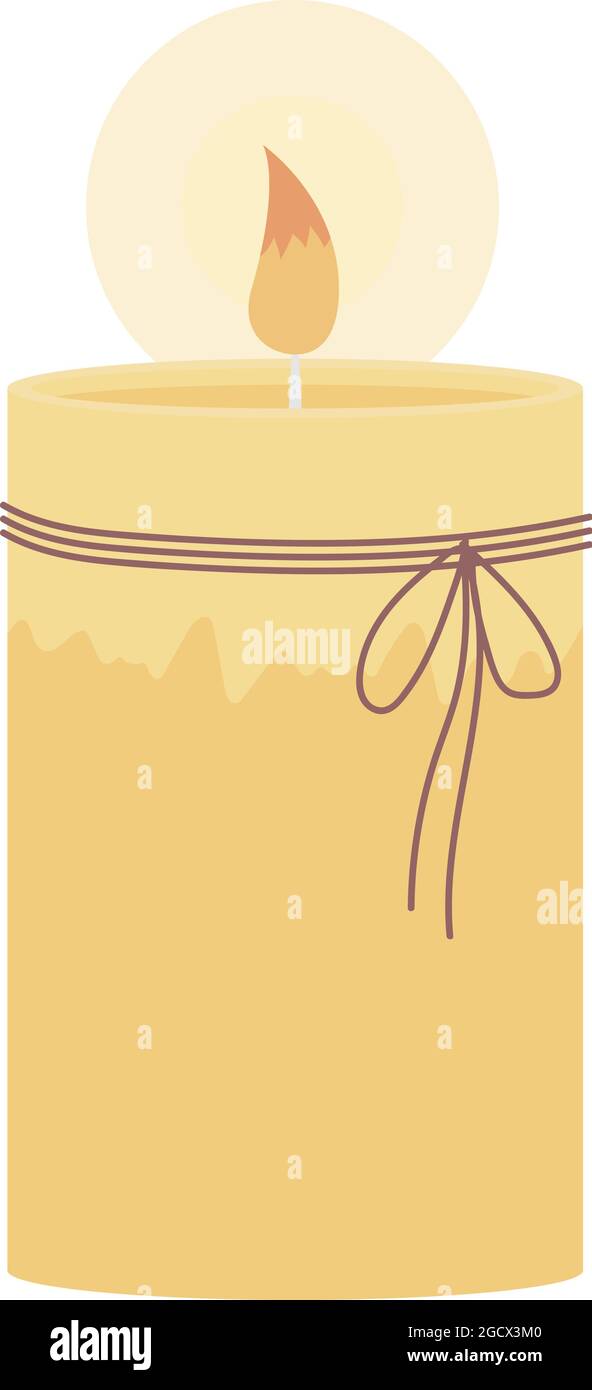 Burning candle semi flat color vector object Stock Vector