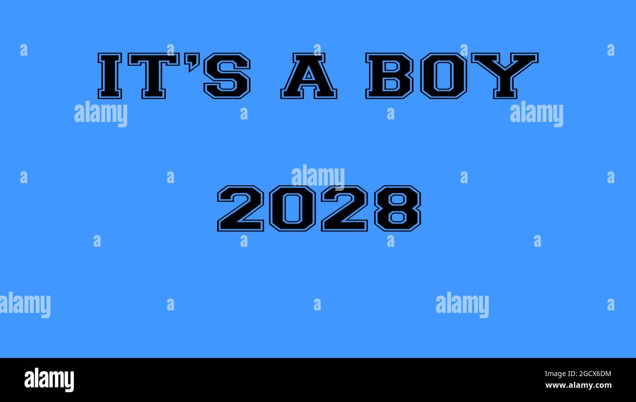 2028 blue its a boy birth background Stock Photo