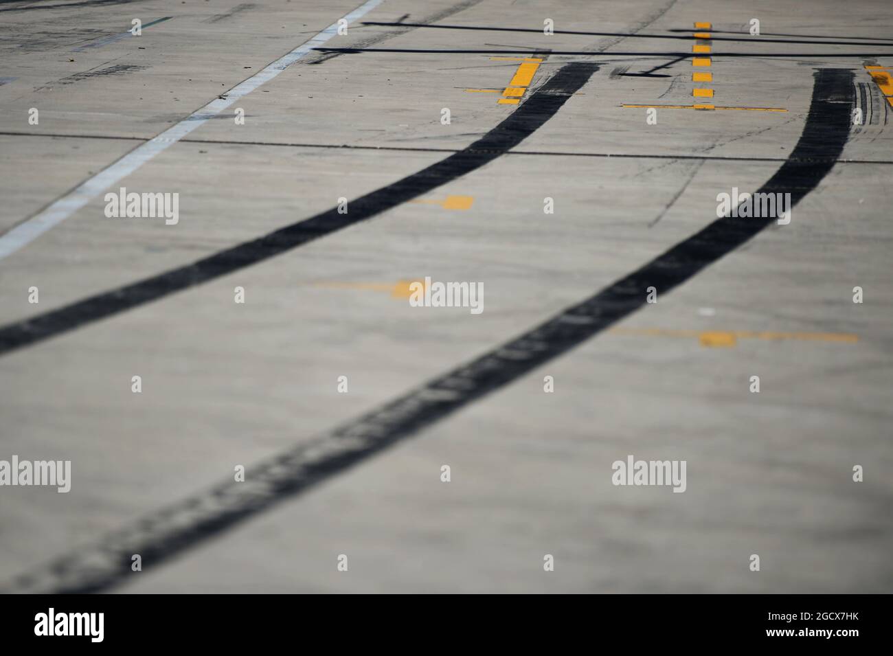Pit lane rubber laid down. United States Grand Prix, Saturday 22nd October 2016. Circuit of the Americas, Austin, Texas, USA. Stock Photo