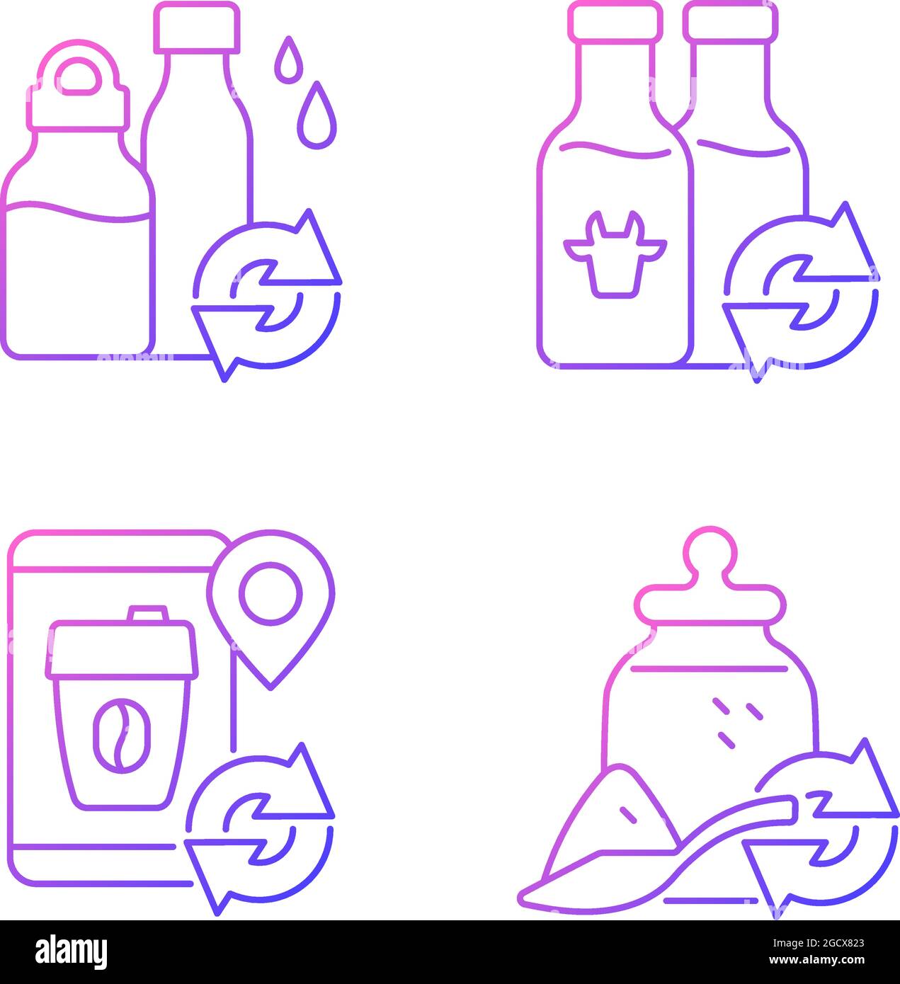 Refillable options gradient linear vector icons set Stock Vector