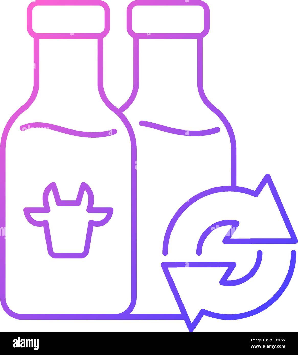 Refillable milk bottles gradient linear vector icon Stock Vector