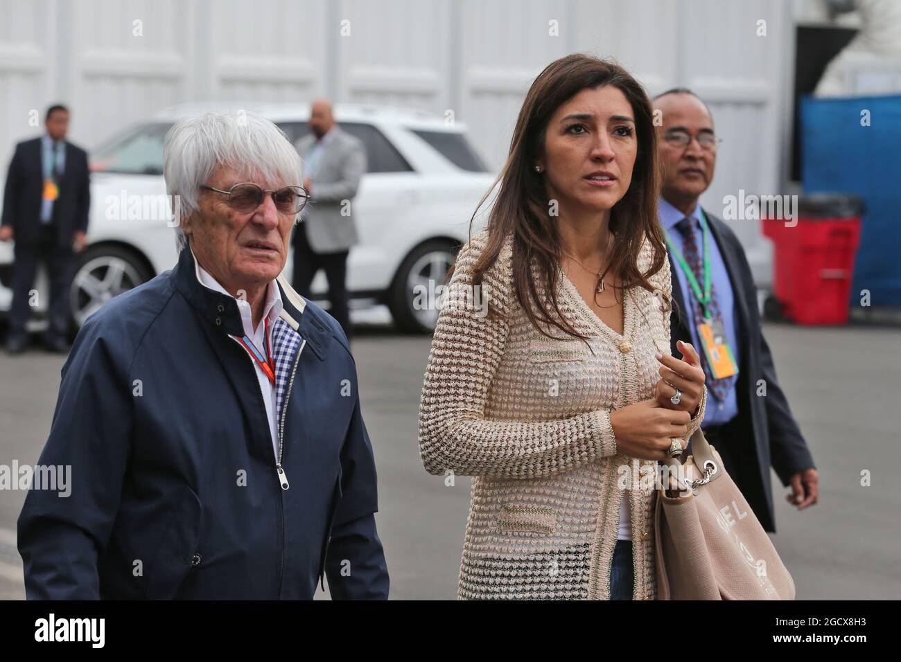 Bernie Ecclestone (GBR) with his wife Fabiana Flosi (BRA). Mexican Grand Prix, Friday 28th October 2016. Mexico City, Mexico. Stock Photo