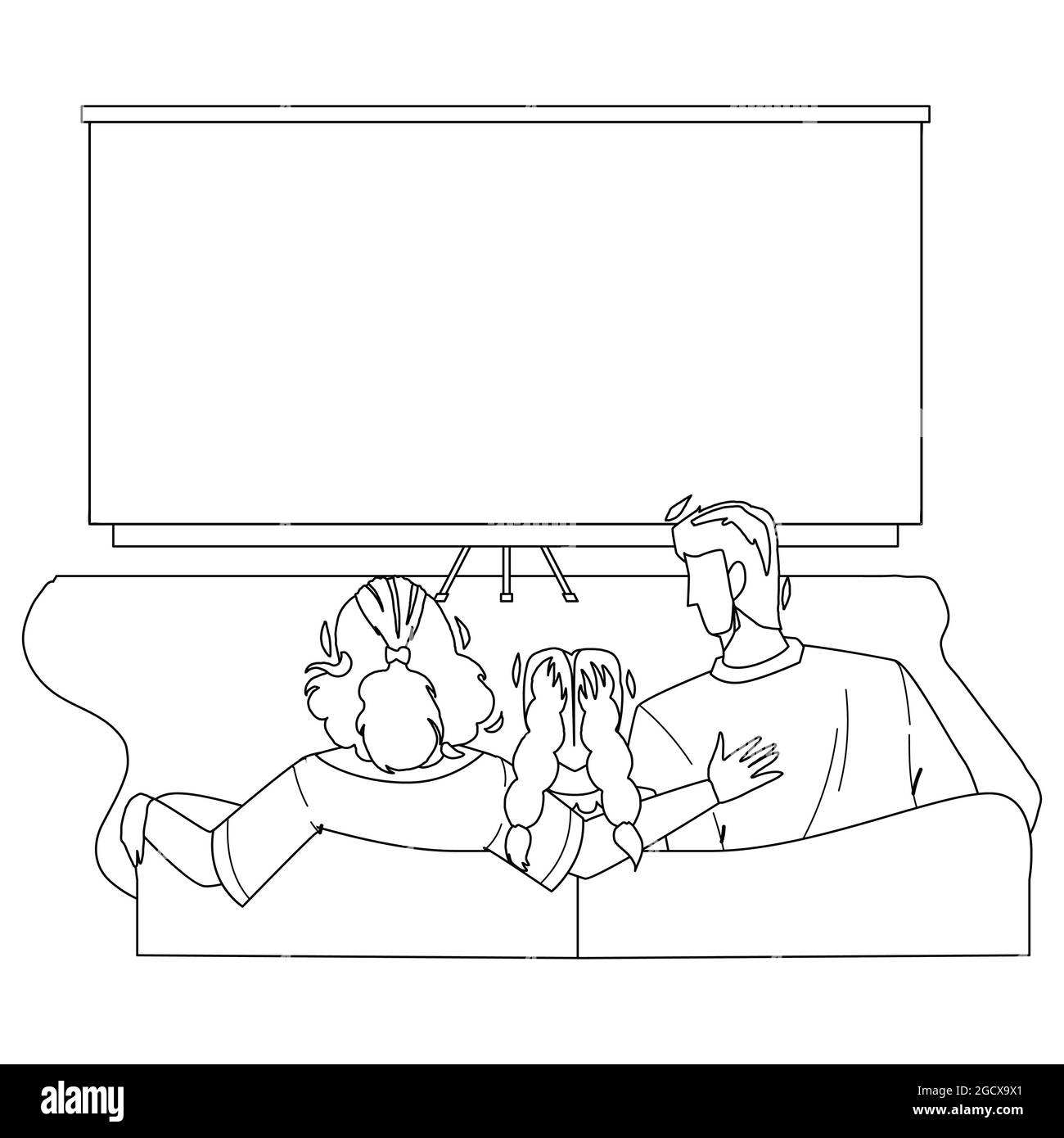 Home Theatre Watching Family Togetherness Vector Stock Vector