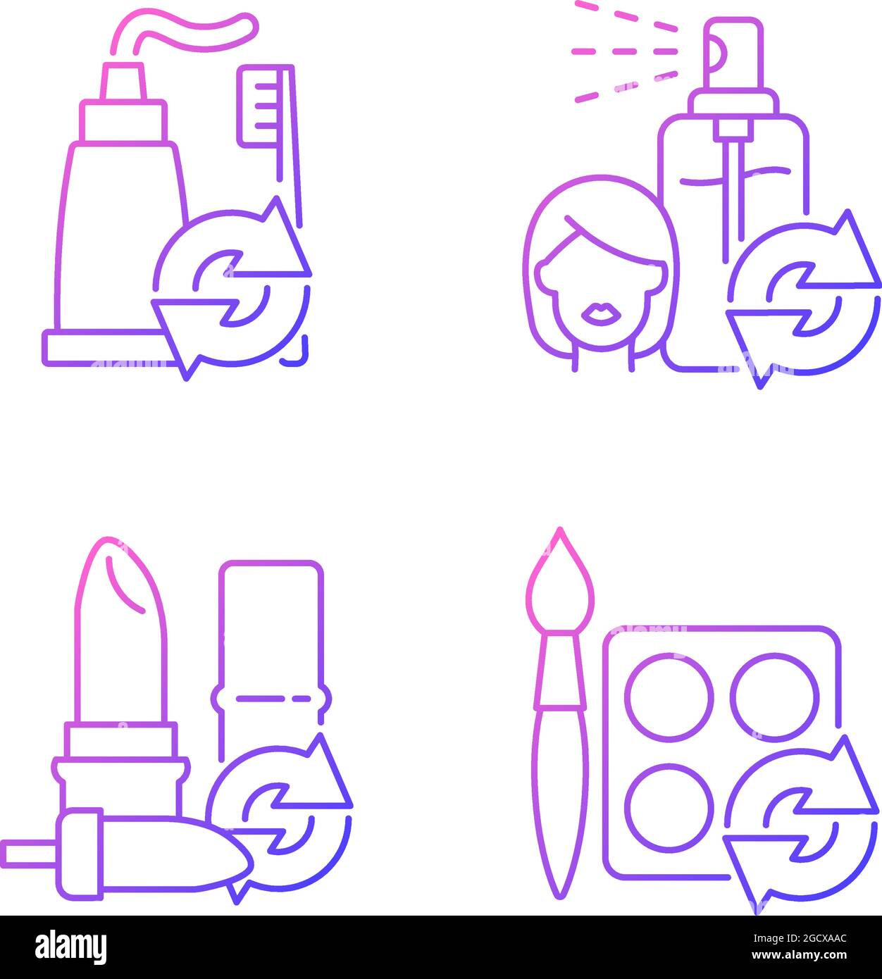 Refill and reuse gradient linear vector icons set Stock Vector
