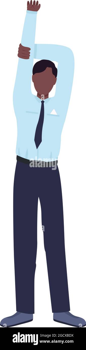 Office worker stretches semi flat color vector character Stock Vector