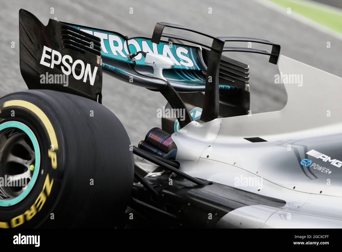 Mercedes Amg F1 W08 Engine Cover T Wing Formula One Testing Day 2 Wednesday 8th March 17 Barcelona Spain Stock Photo Alamy