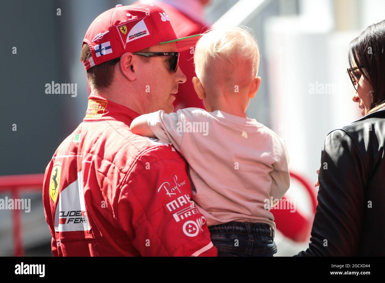 Kimi Raikkonen (FIN) Ferrari with his son Robin. Stock Photo
