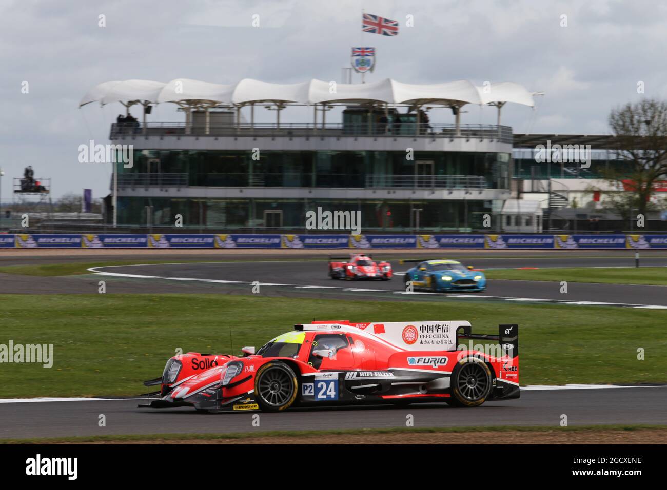Tor Graves (GBR) / Jean-Eric Vergne (FRA) / Jonathan Hirschi (SUI) / Simon Trummer (SUI) #24 CEFC Manor TRS Racing, Oreca 07 - Gibson . FIA World Endurance Championship, Round 1, Saturday 15th April 2017. Silverstone, England. Stock Photo