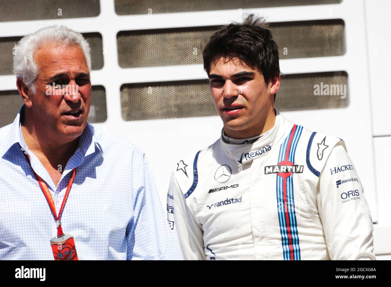 lance stroll cdn williams with his father lawrence stroll cdn businessman spanish grand prix friday 12th may 2017 barcelona spain stock photo alamy