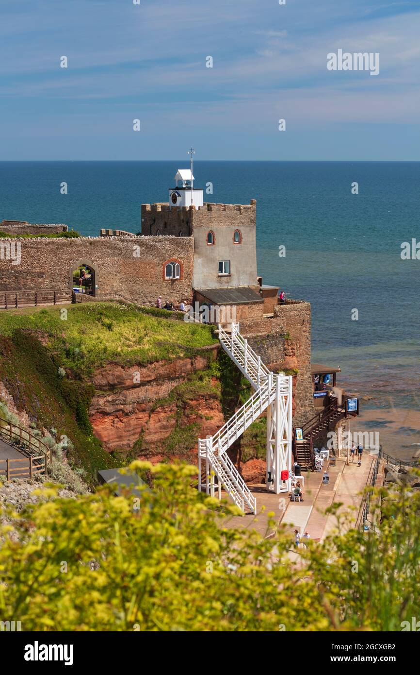 Jacob's Ladder and the Clock Tower at Connaught Gardens, Sidmouth, Jurassic Coast, Devon, England, United Kingdom, Europe Stock Photo