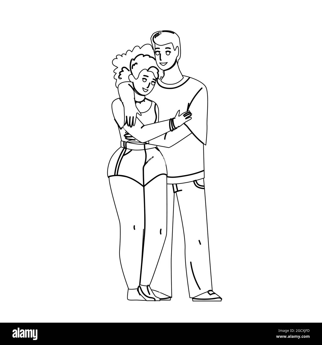 Interracial Couple Boy And Girl Embracing Vector Stock Vector Image ...
