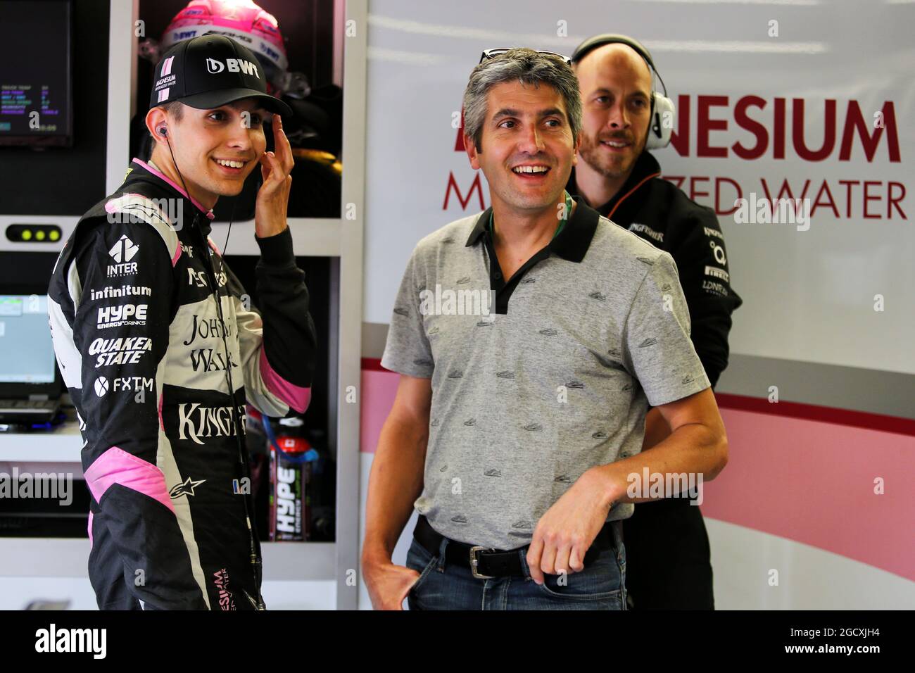 Esteban Ocon (FRA) Sahara Force India F1 Team with his father Laurent Ocon. Canadian Grand Prix, Friday 9th June 2017. Montreal, Canada. Stock Photo