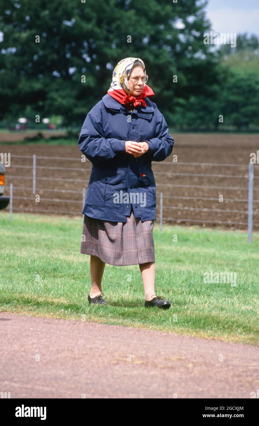 The Queen, Windsor Horse Show, Home Park, Windsor, Berkshire. UK May 15th 1993 Stock Photo
