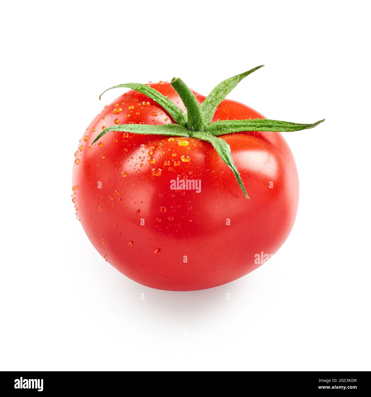 Tomato with drops of water isolated on white background Stock Photo - Alamy