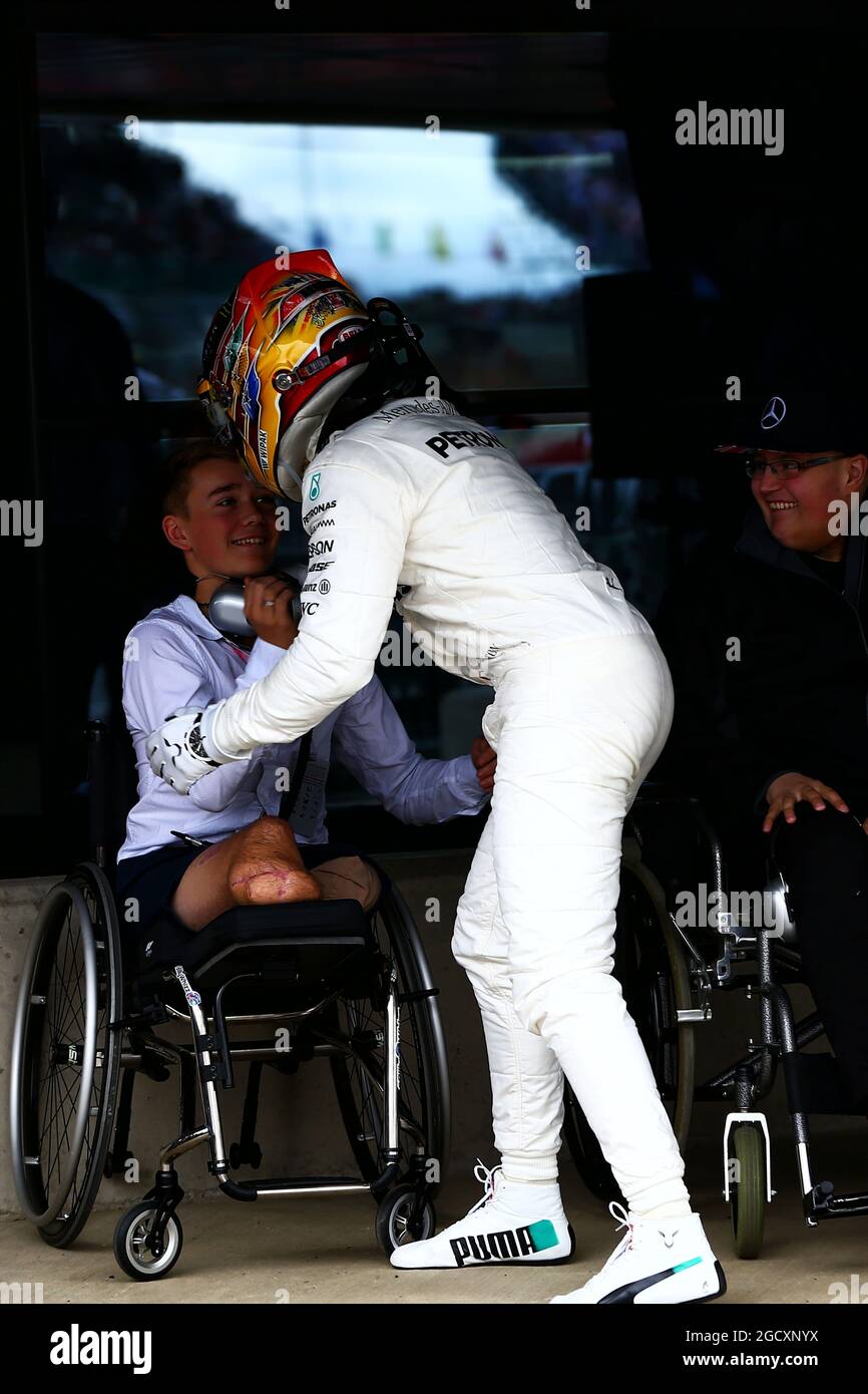 Race Winner Lewis Hamilton Gbr Mercedes Amg F1 Celebrates In Parc Ferme With Billy Monger Gbr 