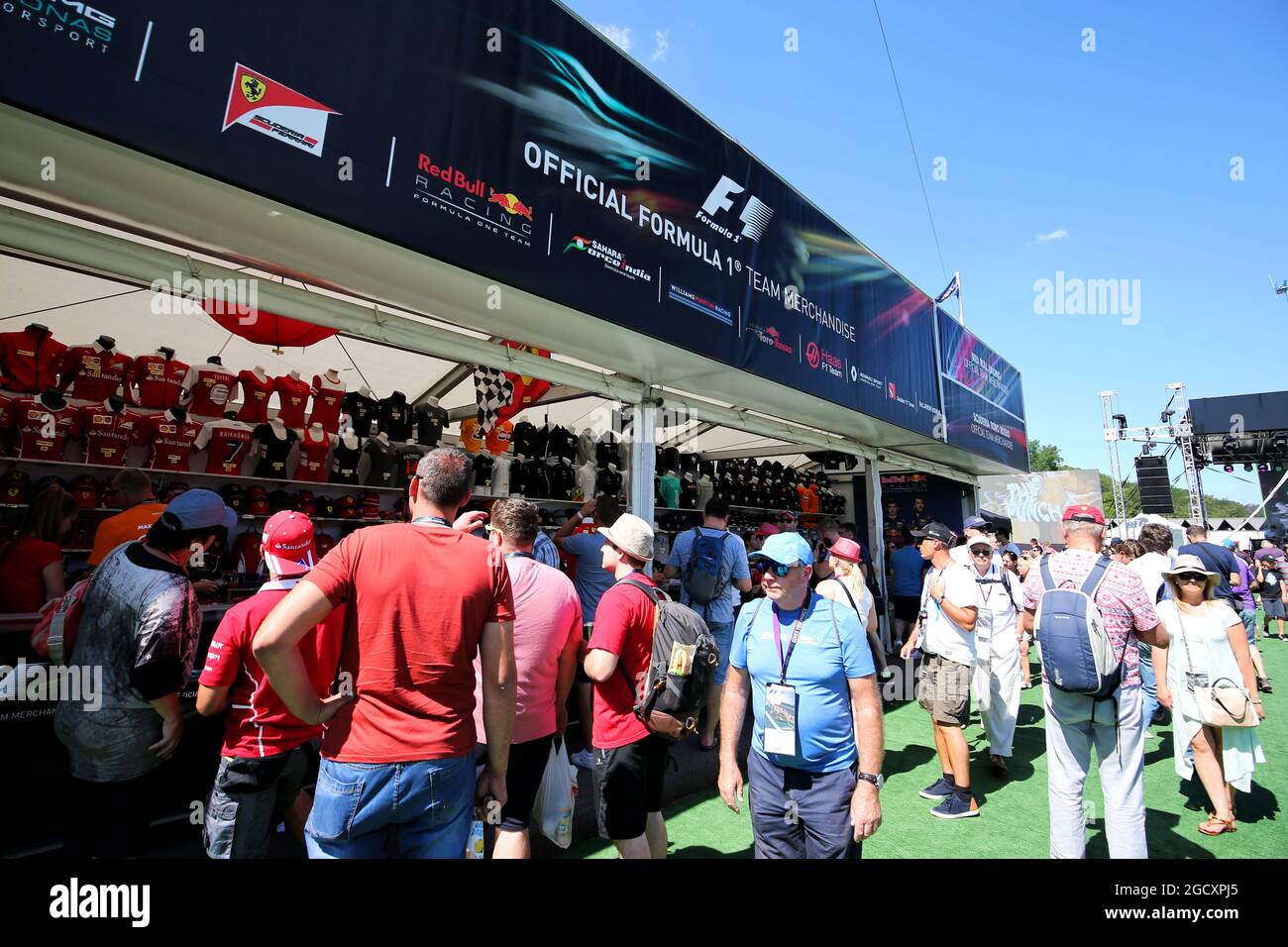 F1 Merchandise stand. Hungarian Grand Prix, Saturday 29th July 2017.  Budapest, Hungary Stock Photo - Alamy