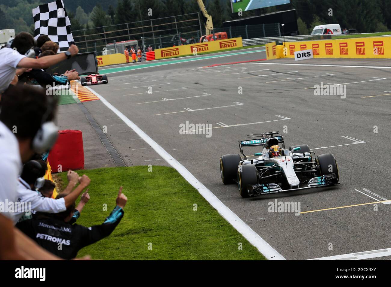 Race winner Lewis Hamilton (GBR) Mercedes AMG F1 W08 takes the ...