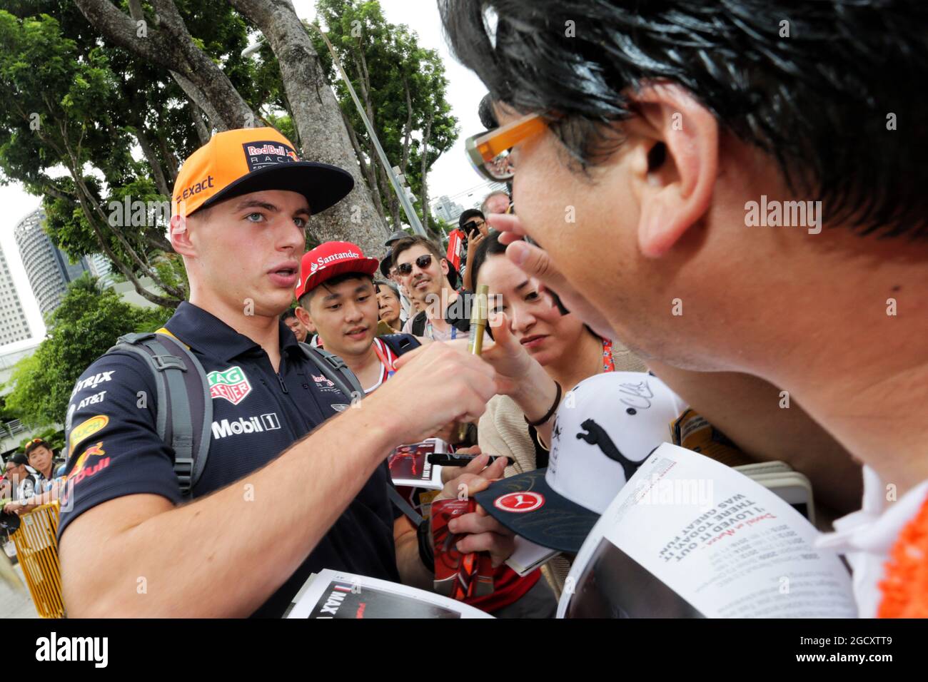 Max Verstappen (NLD) Red Bull Racing signs autographs for the fans ...