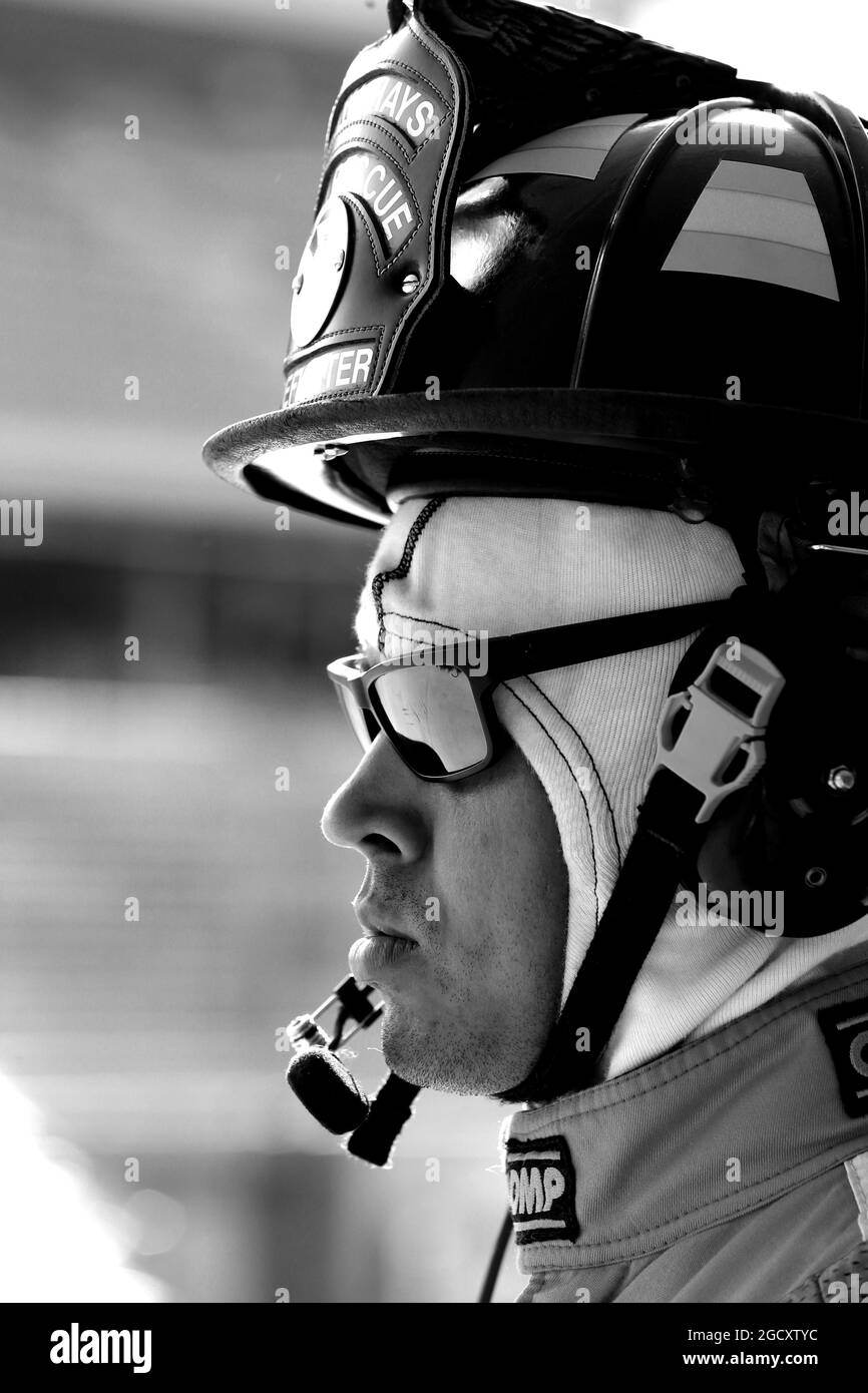 A fire marshal. FIA World Endurance Championship, Rd 6, 6 Hours of Circuit of the Americas. 14th-15th September 2017. Austin, Texas, USA. Stock Photo