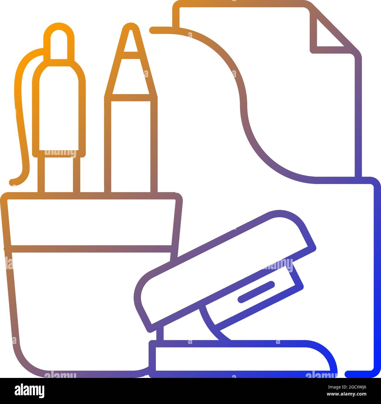 Office supplies gradient linear vector icon Stock Vector
