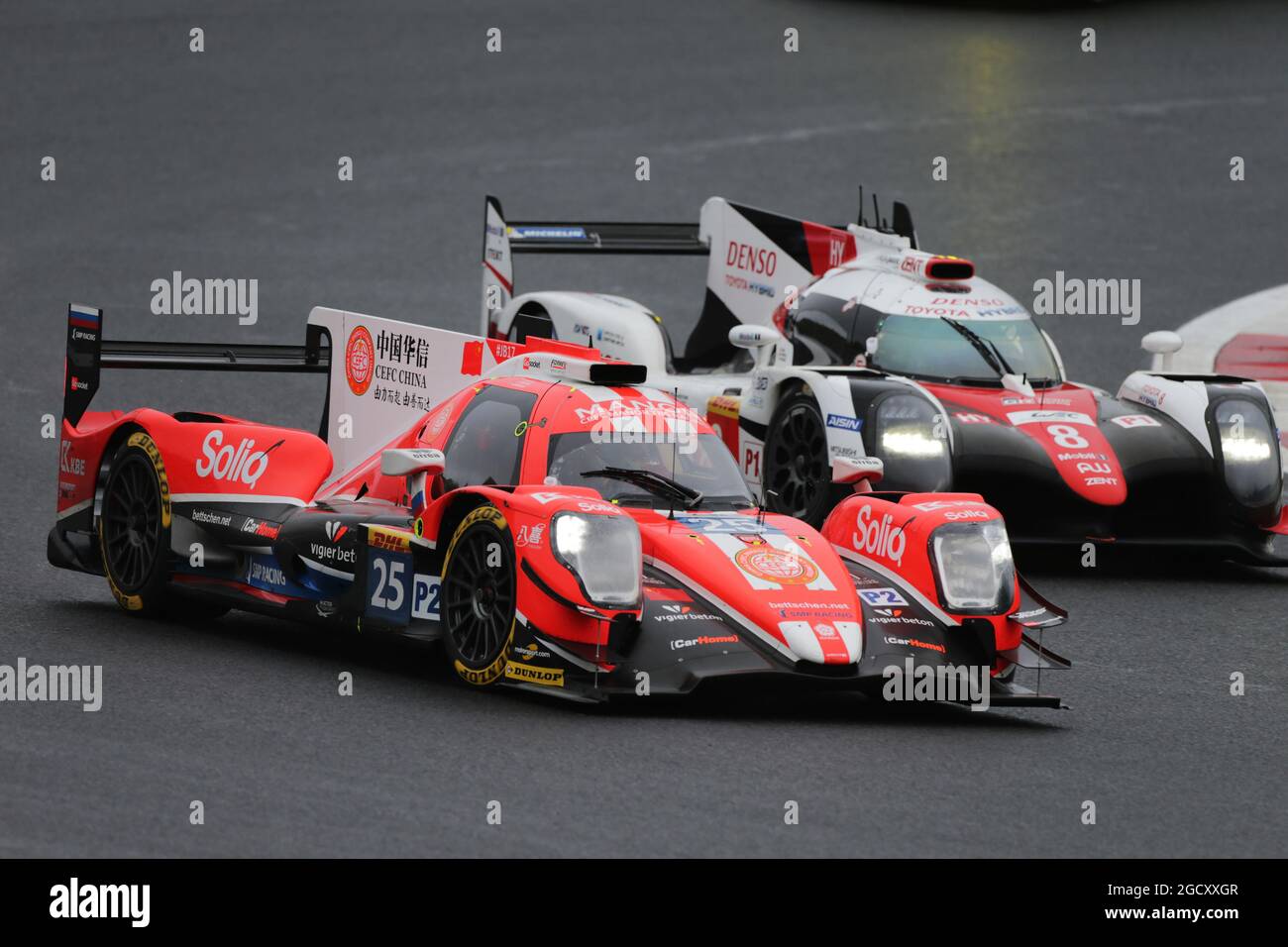 Roberto Gonzalez (MEX) / Simon Trummer (SUI) / Vitaly Petrov (RUS) #25 CEFC Manor TRS Racing, Oreca 07 - Gibson. FIA World Endurance Championship, Round 7, Six Hours of Fuji, Friday 13th October 2017. Fuji, Japan. Stock Photo
