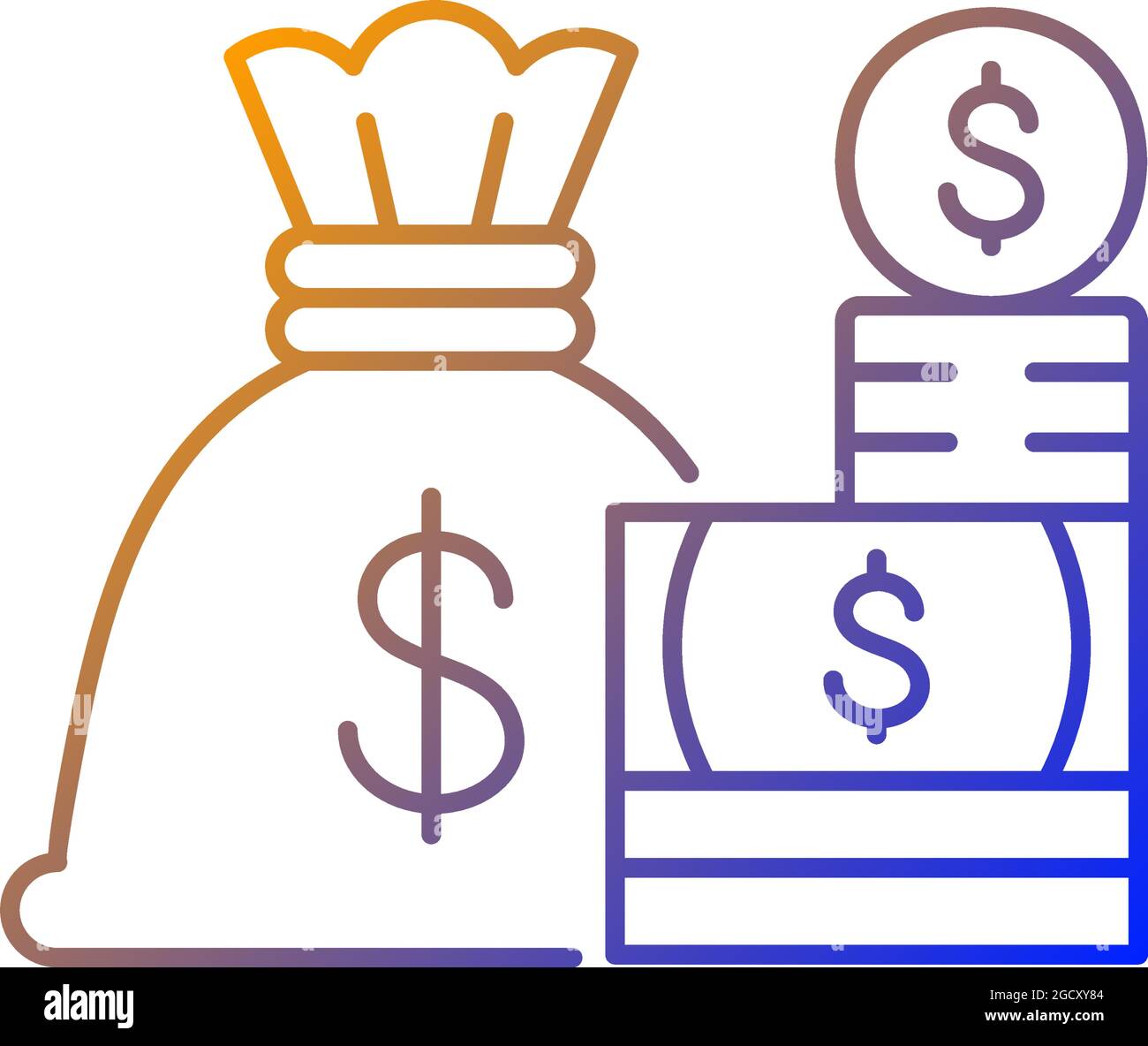 Cash gradient linear vector icon Stock Vector