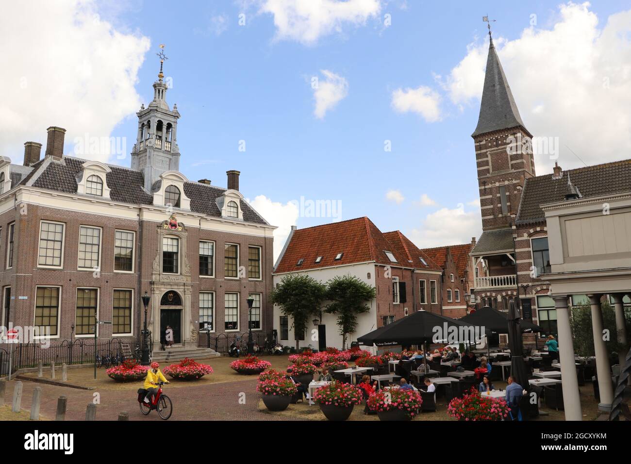 Town hall square in dutch town Edam, Noord-Holland, the Netherlands, August 2021 Stock Photo