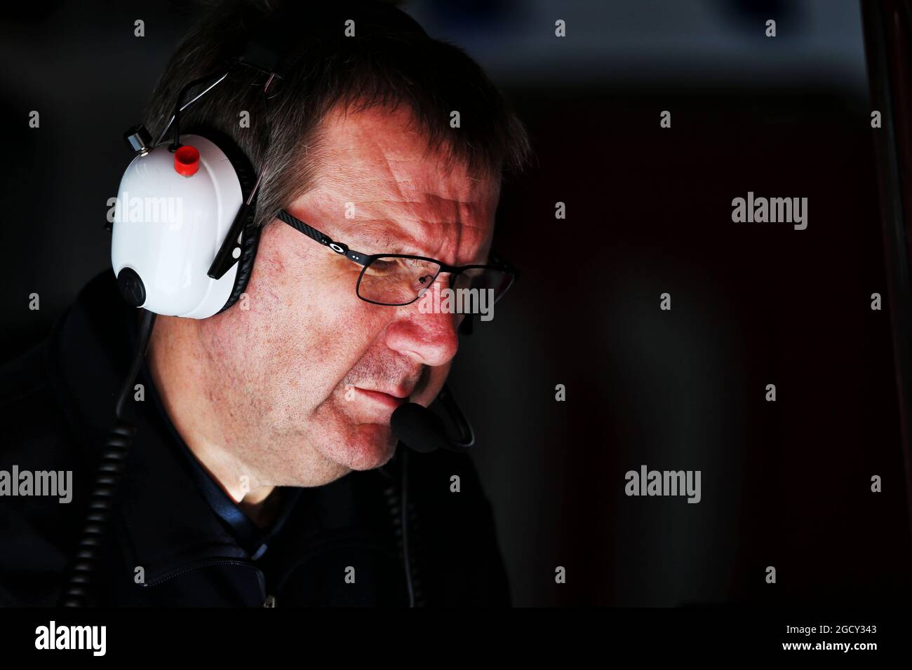 Ian Strange (GBR) Sahara Force India F1 Team Reliability Engineer. Formula One Testing, Day 1, Tuesday 6th March 2018. Barcelona, Spain. Stock Photo