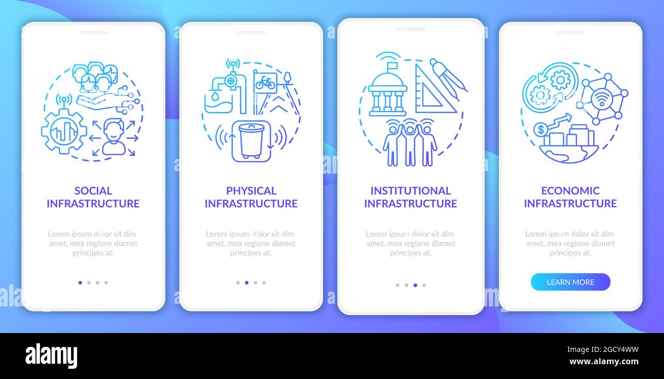 City infrastructures onboarding mobile app page screen Stock Vector