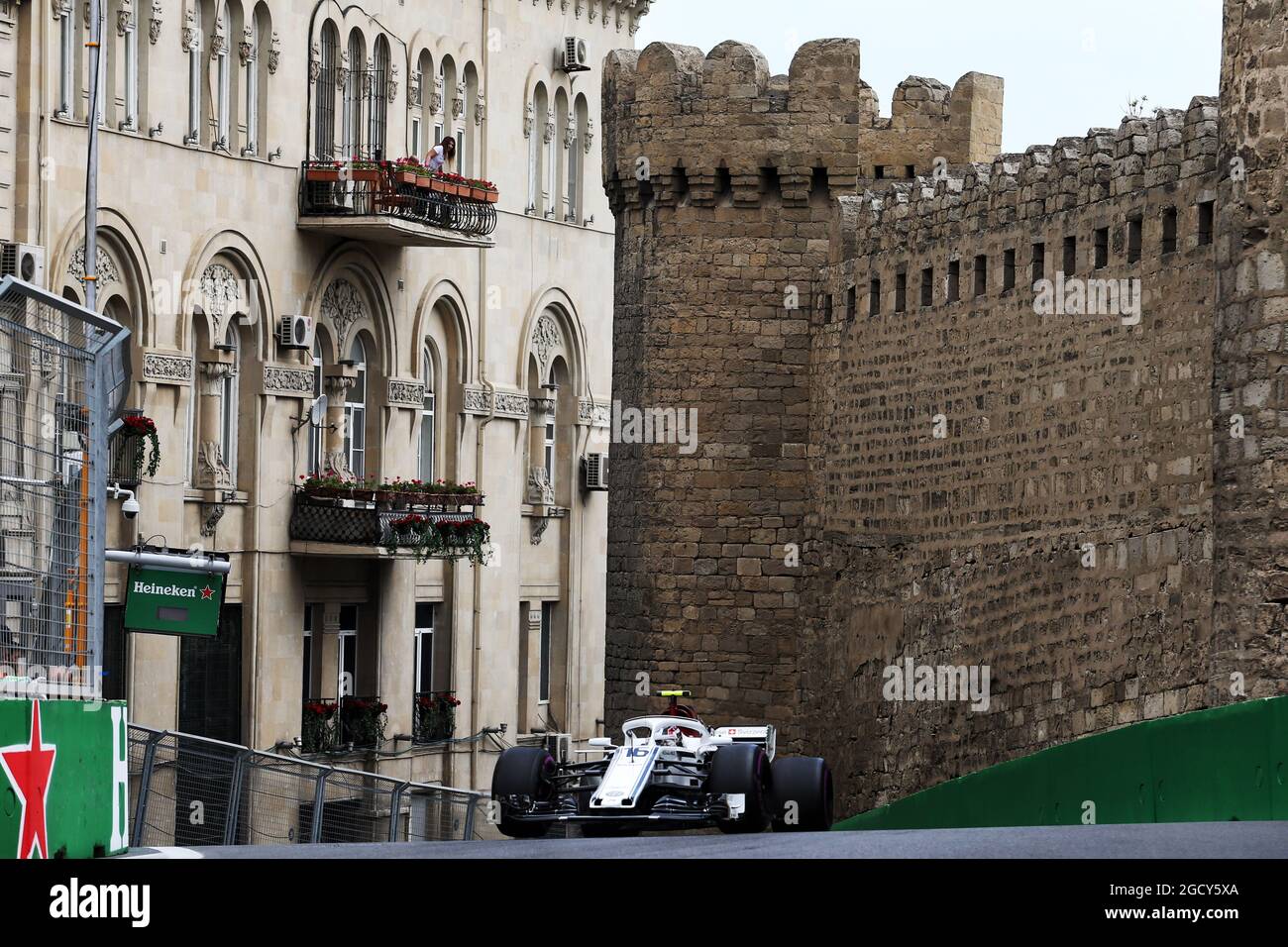 Charles Leclerc (MON) Sauber F1 Team C37. Azerbaijan Grand Prix, Saturday 28th April 2018. Baku City Circuit, Azerbaijan. Stock Photo