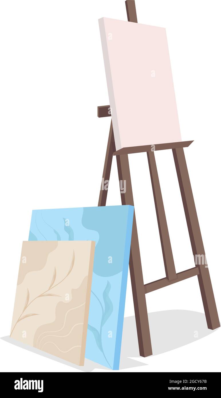 Easel with canvas semi flat color vector object Stock Vector