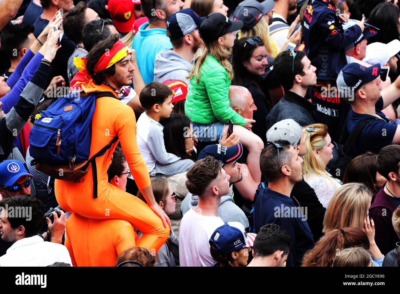 Fans in the F1 Fanzone. Spanish Grand Prix, Thursday 10th May 2018. Barcelona, Spain. Stock Photo