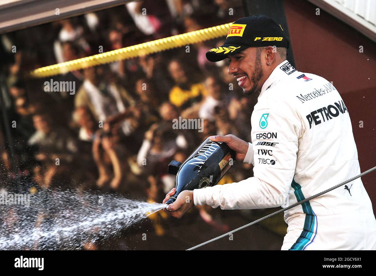 Race winner Lewis Hamilton (GBR) Mercedes AMG F1 celebrates with the ...