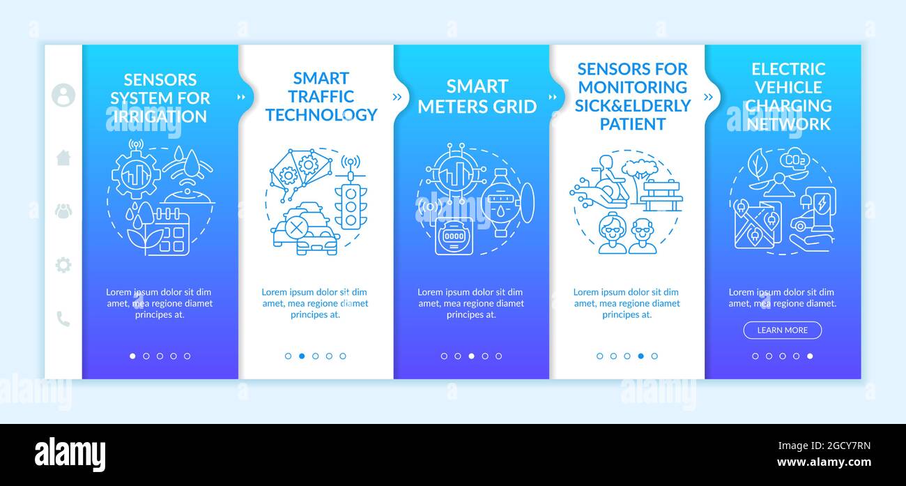 Smart urban high tech projects onboarding vector template Stock Vector