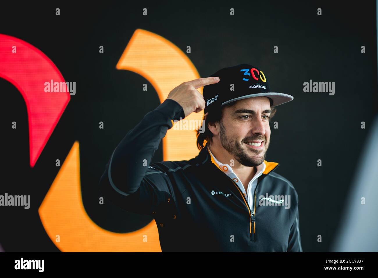 Fernando Alonso (ESP) McLaren celebrates his upcoming 300th GP. Canadian Grand Prix, Thursday 7th June 2018. Montreal, Canada. Stock Photo