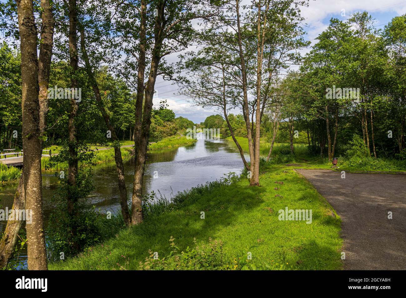 Forth and Clyde Canal near Auchinstarry.  The Forth and Clyde Canal is a canal opened in 1790, crossing central Scotland;. Stock Photo