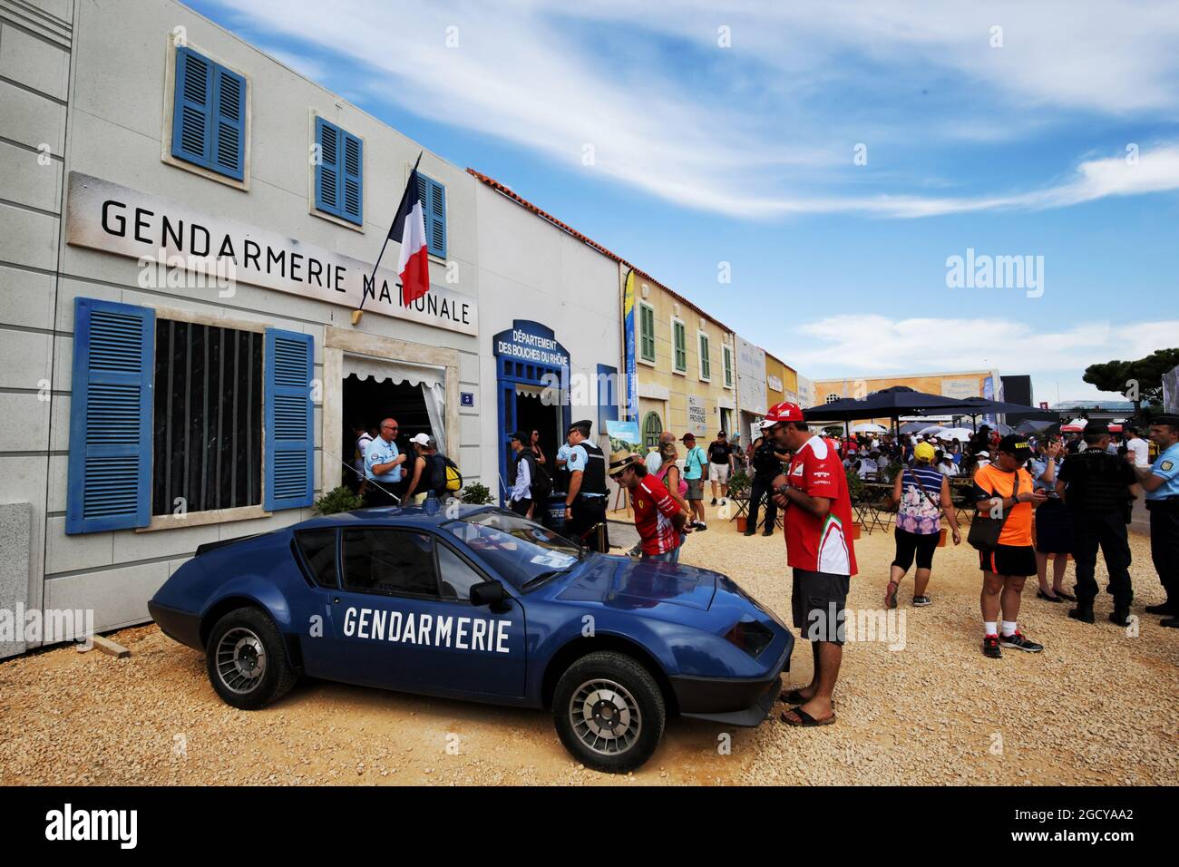 Fans and atmosphere - classic Renault car. French Grand Prix, Sunday 24th June 2018. Paul Ricard, France. Stock Photo