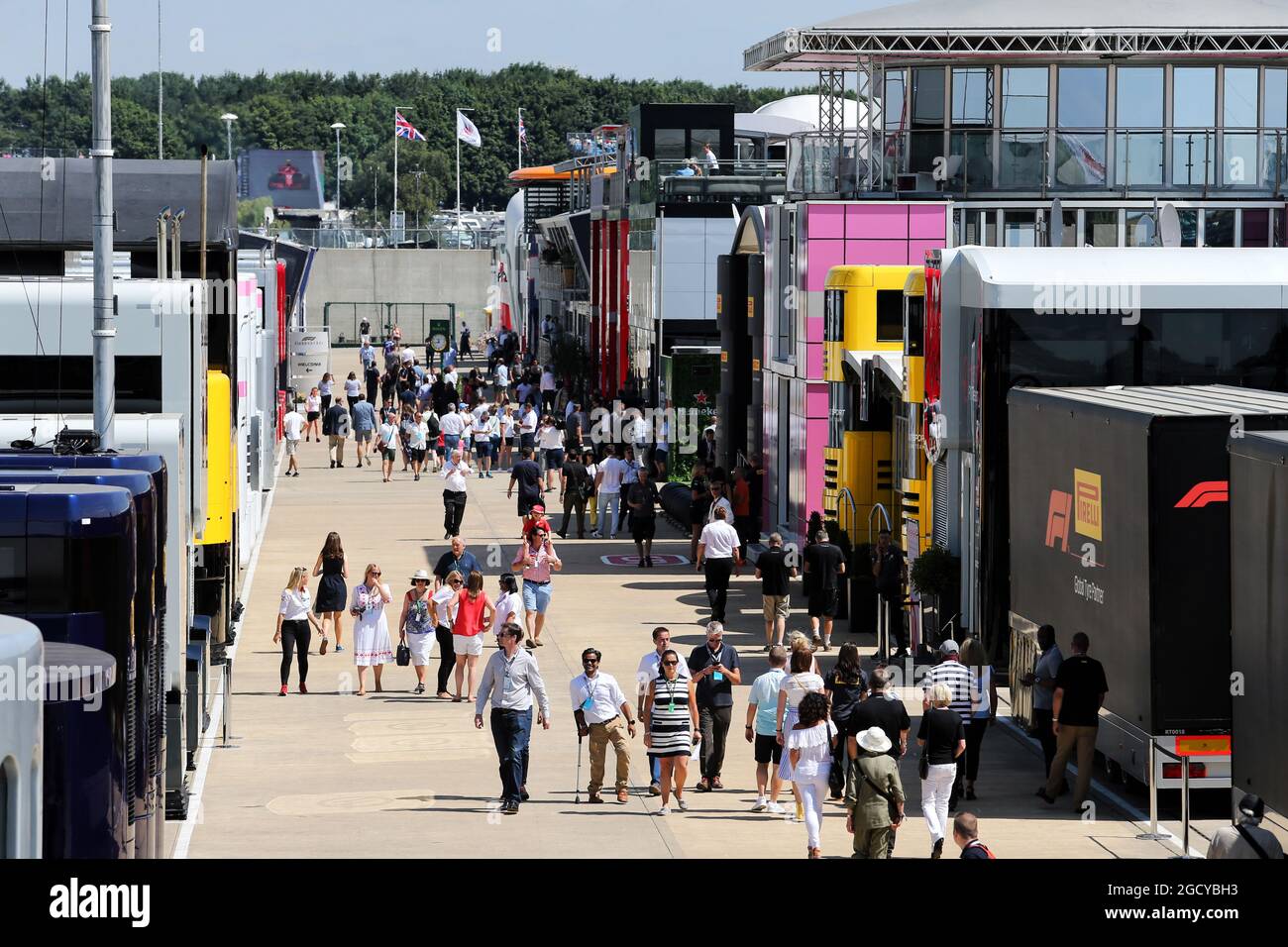 The paddock. British Grand Prix, Saturday 7th July 2018. Silverstone, England. Stock Photo