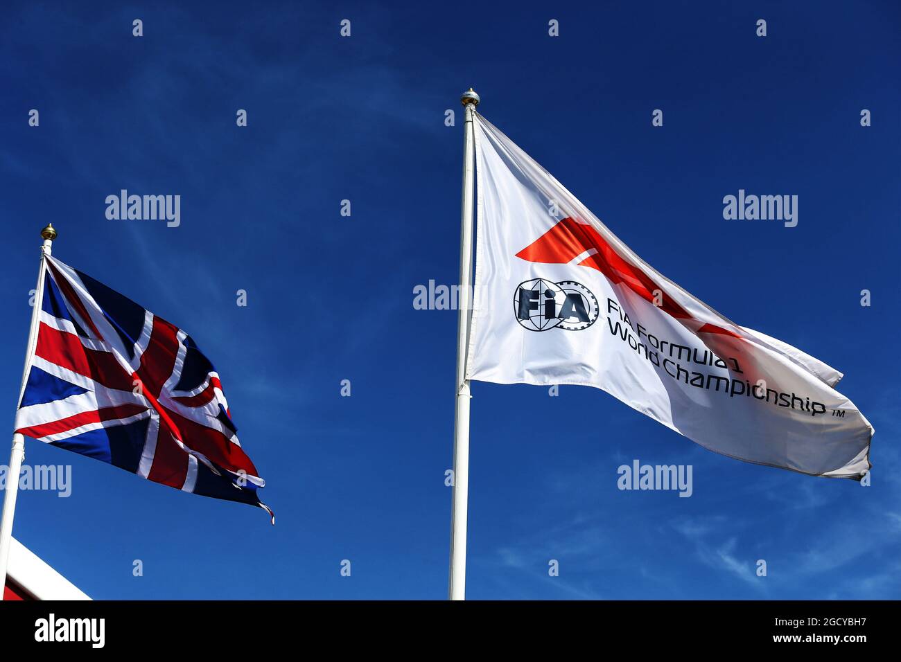British and F1 flags. British Grand Prix, Saturday 7th July 2018