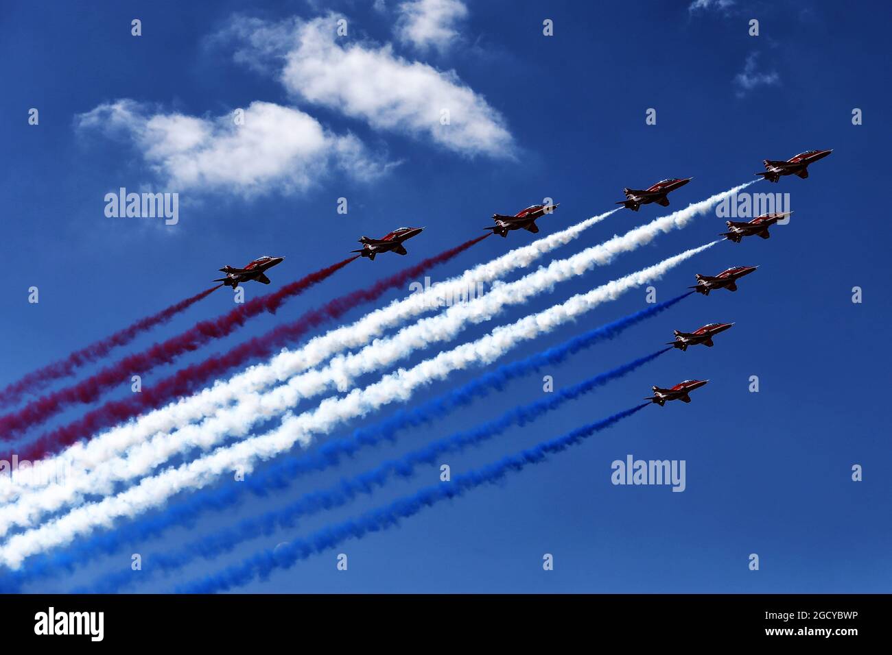 The Red Arrows. British Grand Prix, Sunday 8th July 2018. Silverstone, England. Stock Photo
