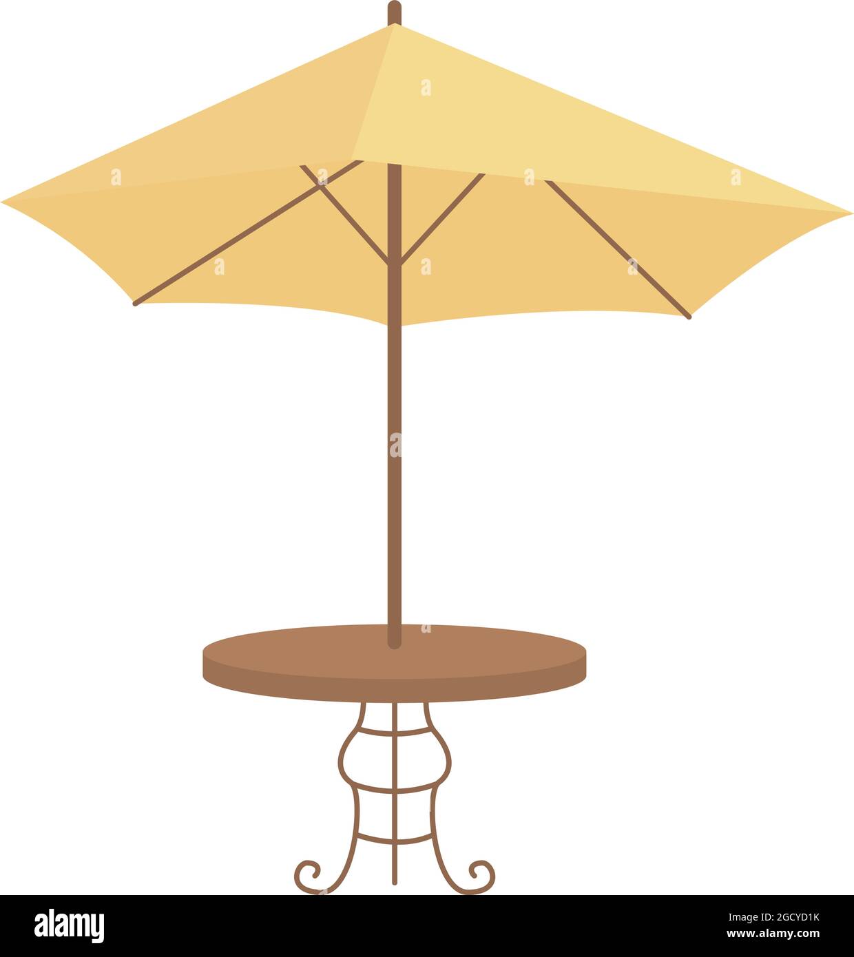 Table with umbrella semi flat color vector object Stock Vector