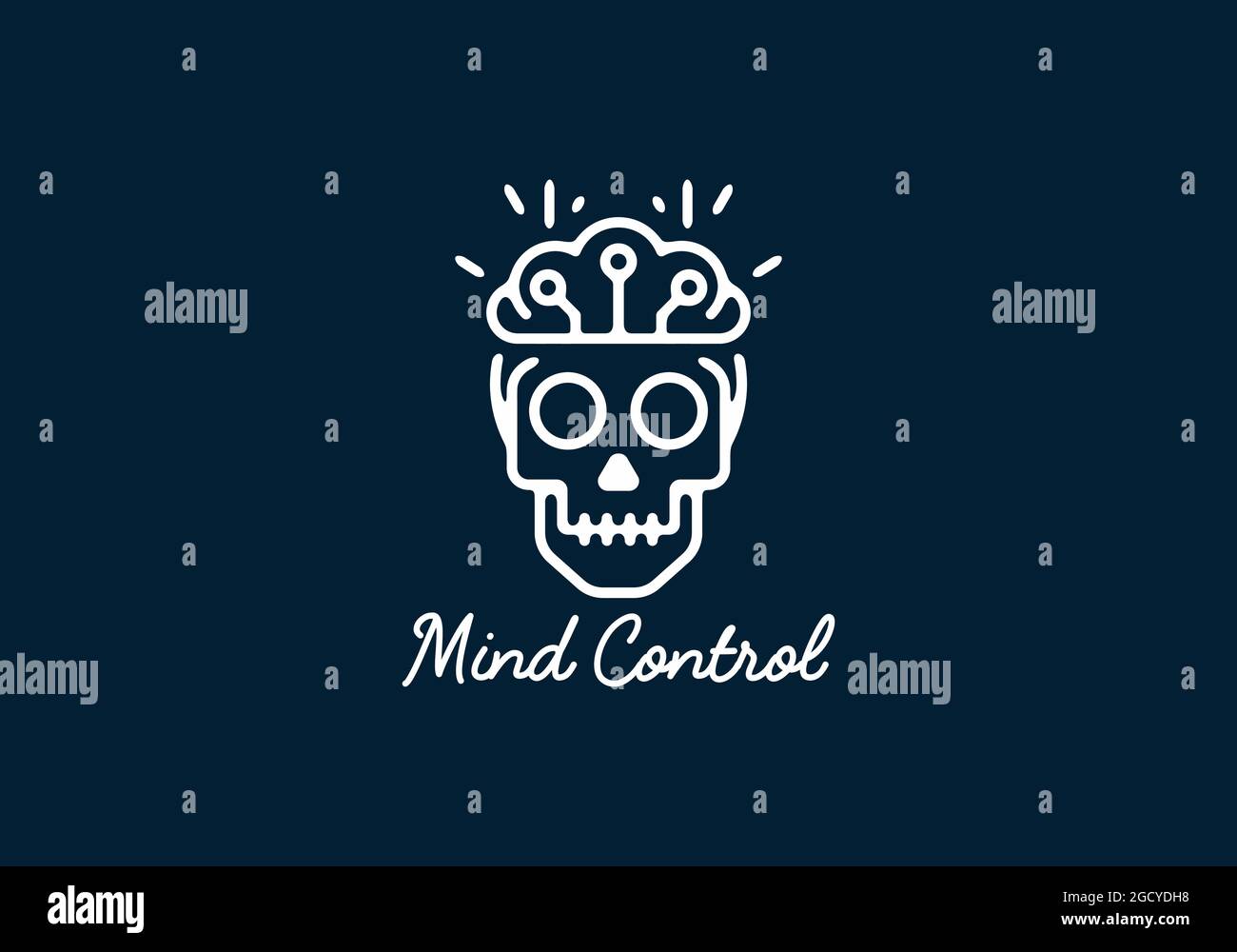 Mind control line art illustration design Stock Vector