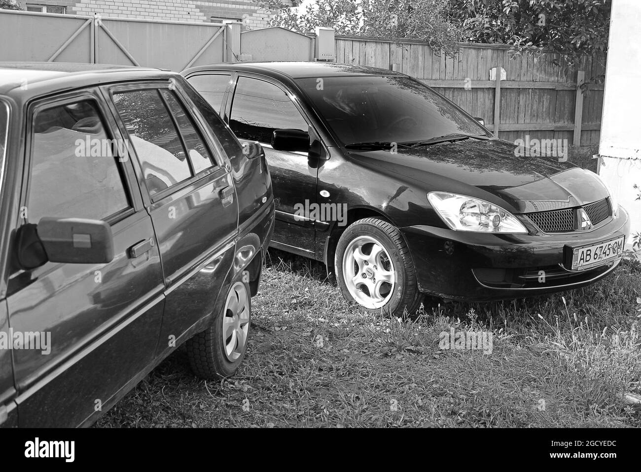 Chernihiv, Ukraine - August 25, 2017:  Black Mitsubishi Lancer 9 generation Stock Photo