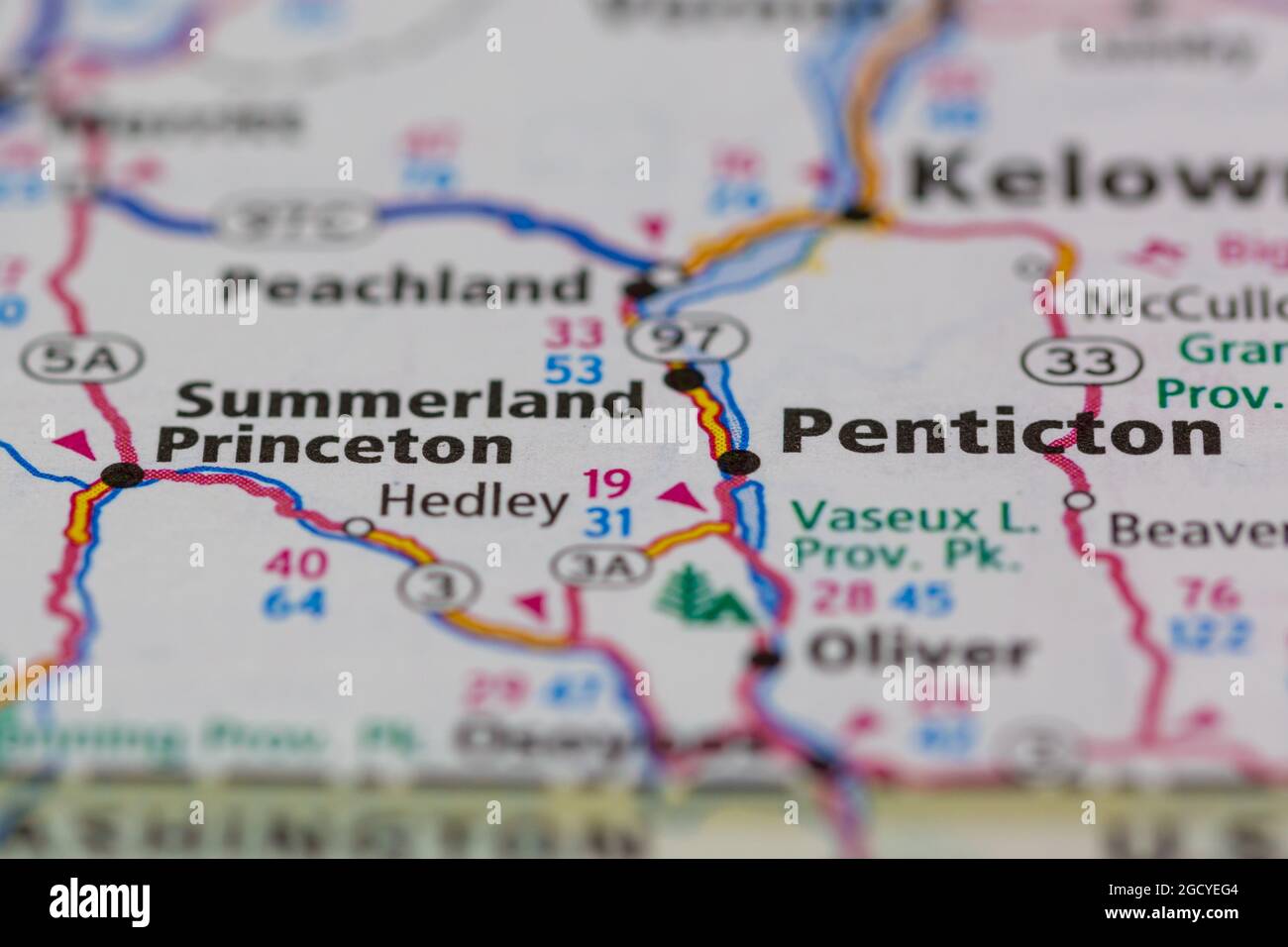 Princeton British Columbia Canada shown on a road map or Geography map
