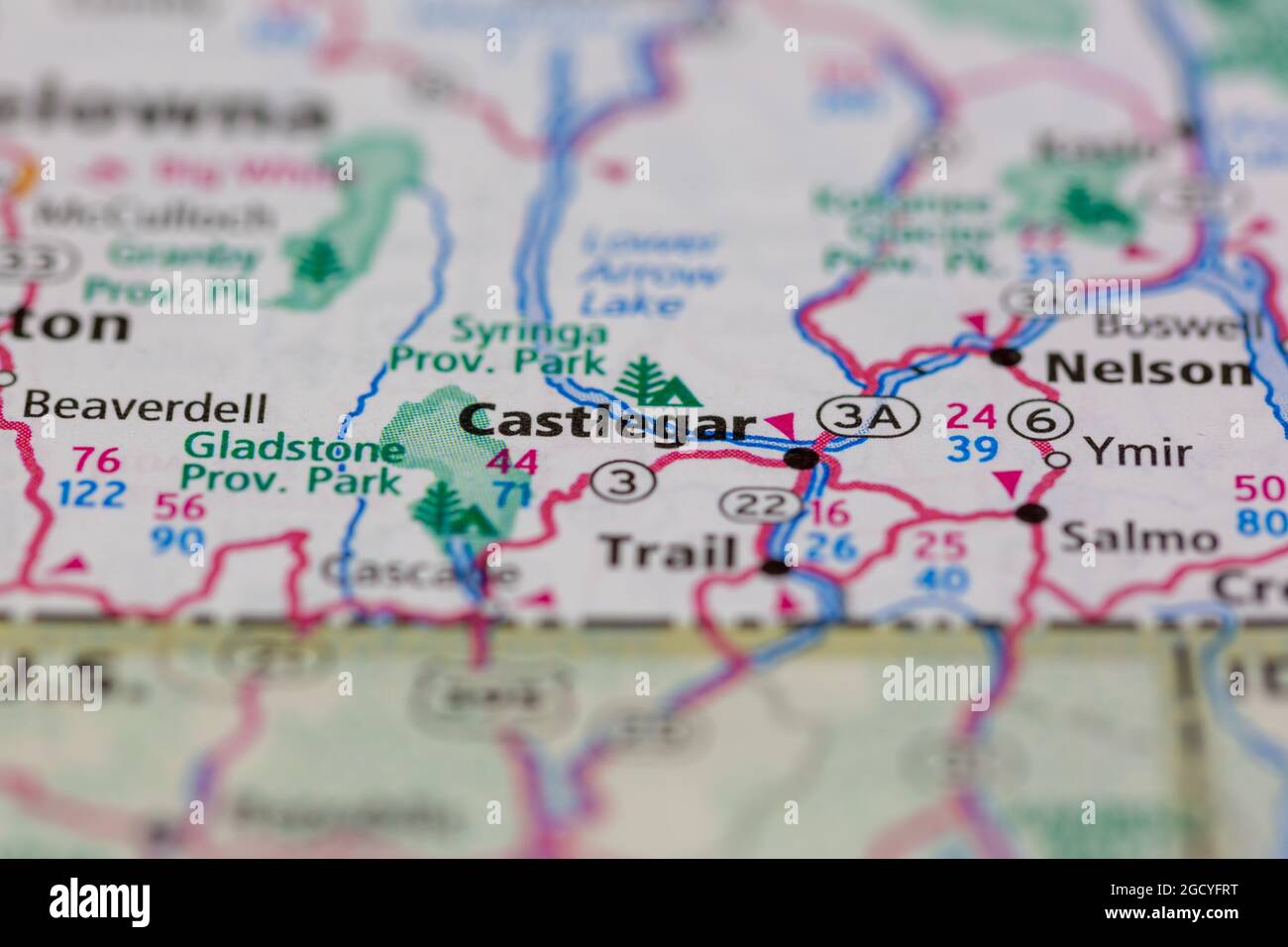 Castlegar on a map hires stock photography and images Alamy