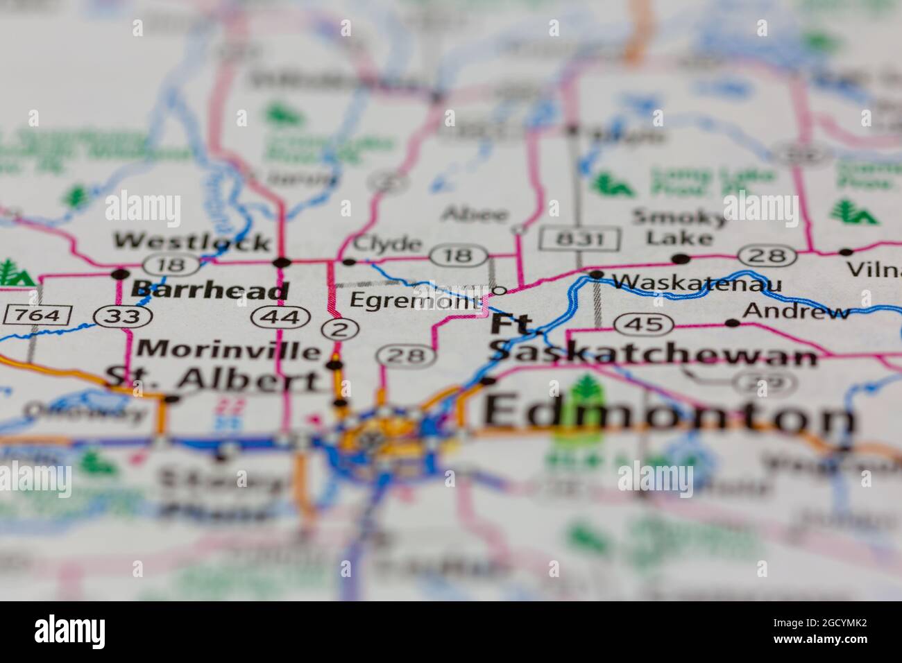 Egremont Alberta Canada shown on a road map or Geography map Stock