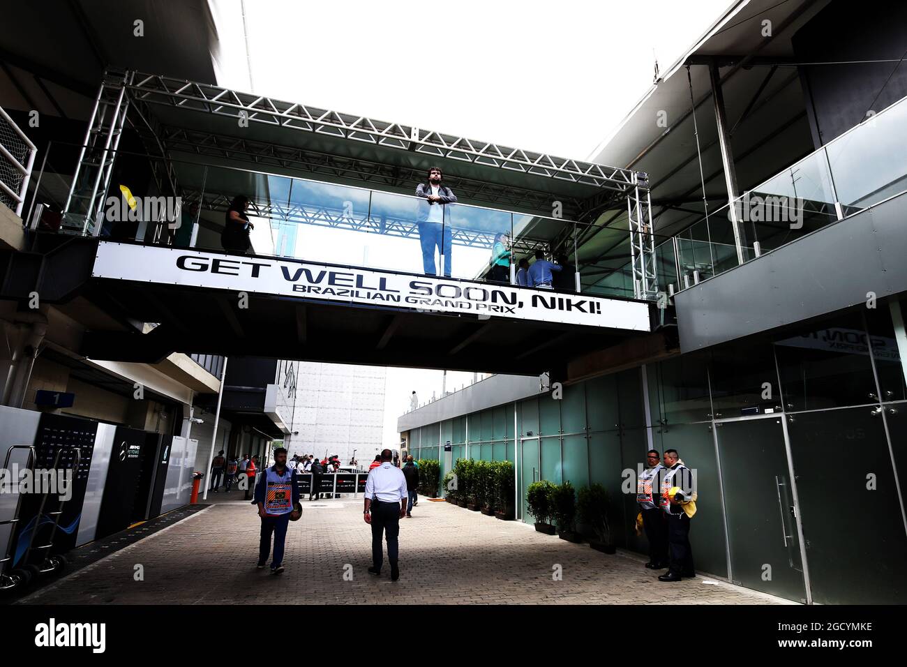 A Get Well Soon message in the paddock for Niki Lauda (AUT) Mercedes Non-Executive Chairman. Brazilian Grand Prix, Friday 9th November 2018. Sao Paulo, Brazil. Stock Photo
