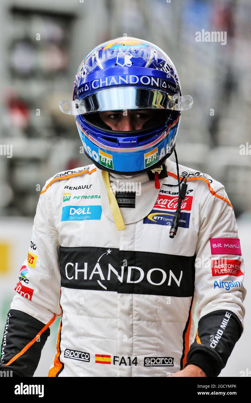 Fernando Alonso (ESP) McLaren. Brazilian Grand Prix, Saturday 10th November 2018. Sao Paulo, Brazil. Stock Photo